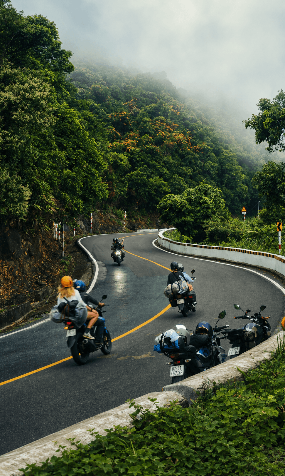 Motorbike touring the open road between Hue and Hoi An